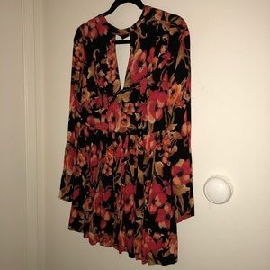 Free People Tegan Mini Dress Black Floral